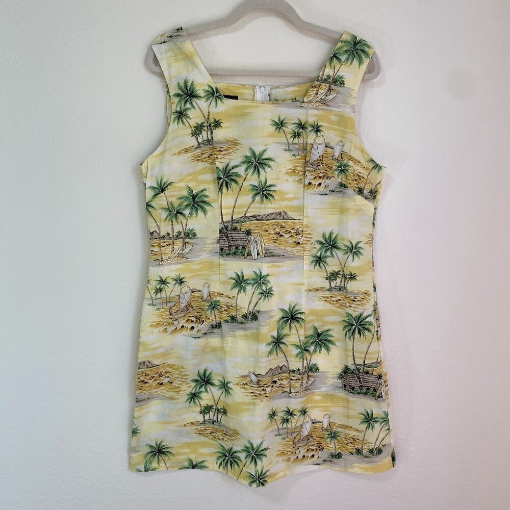Vtg Shannon Marie Polynesian Island Print A-Line Hawaiian Short Tank Dress XXL